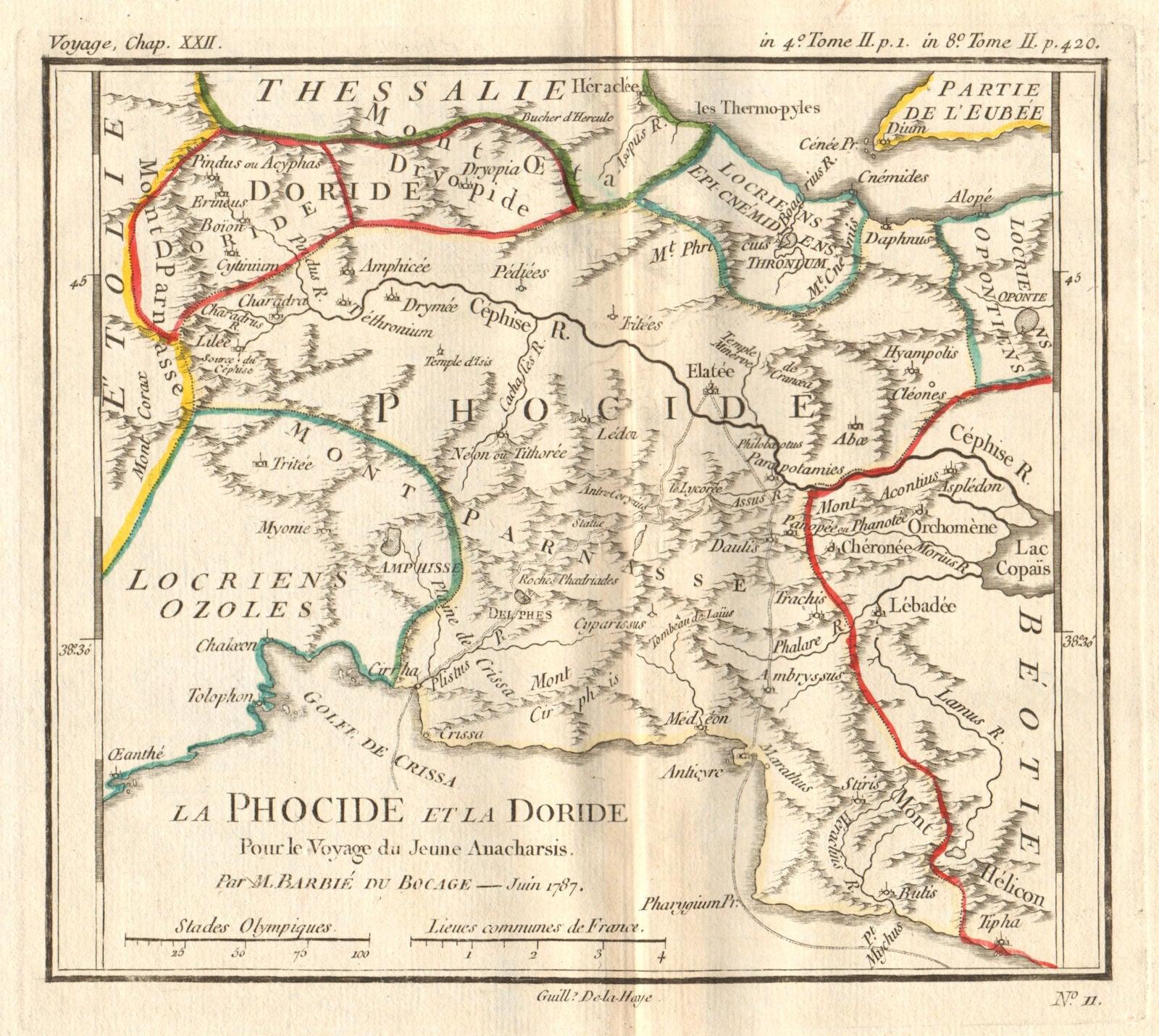 ANCIENT GREECE. Phocide (Phocis) & Doride (Doris). Coloured. BOCAGE 1790 map